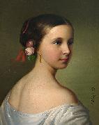 Friedrich Krepp, Portrait of a young woman with roses in her hair